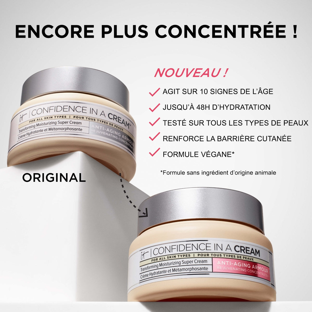 IT COSMETICS
CONFIDENCE IN A CREAM™ SUPERCHARGED
Crème hydratante anti-âge 60ml tropchic