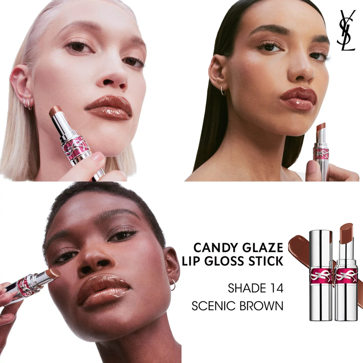 YSL Candy Glaze Lip Gloss Stick "14 Scenic Brown"