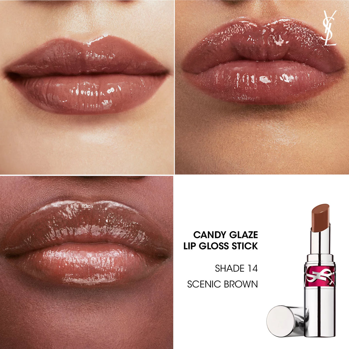 YSL Candy Glaze Lip Gloss Stick "14 Scenic Brown"