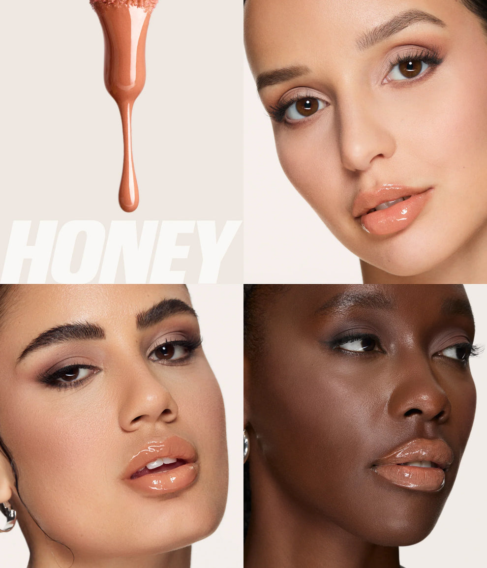 HUDA BEAUTY
Faux Filler Shiny Non-Sticky Lip Gloss "Honey"