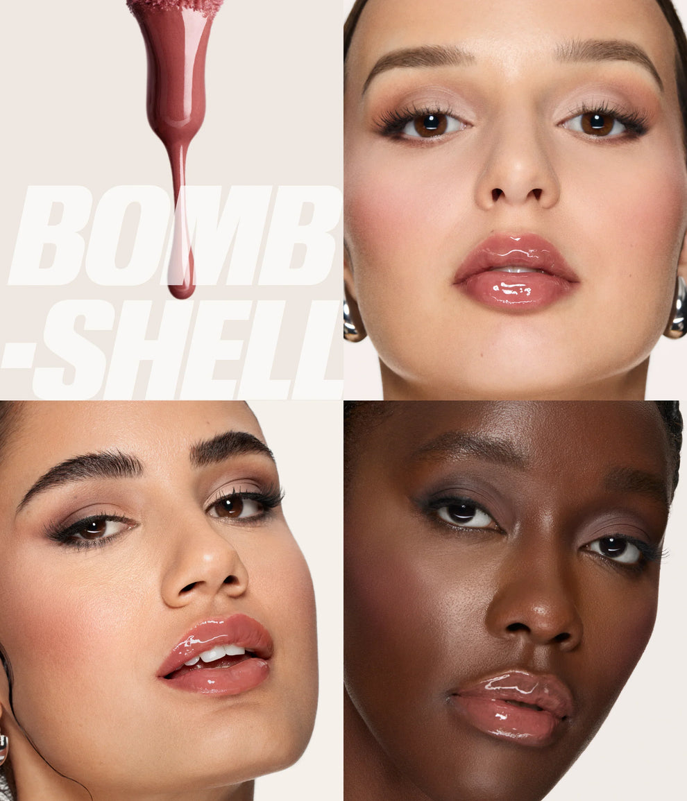 HUDA BEAUTY
Faux Filler Shiny Non-Sticky Lip Gloss "Bombshell"