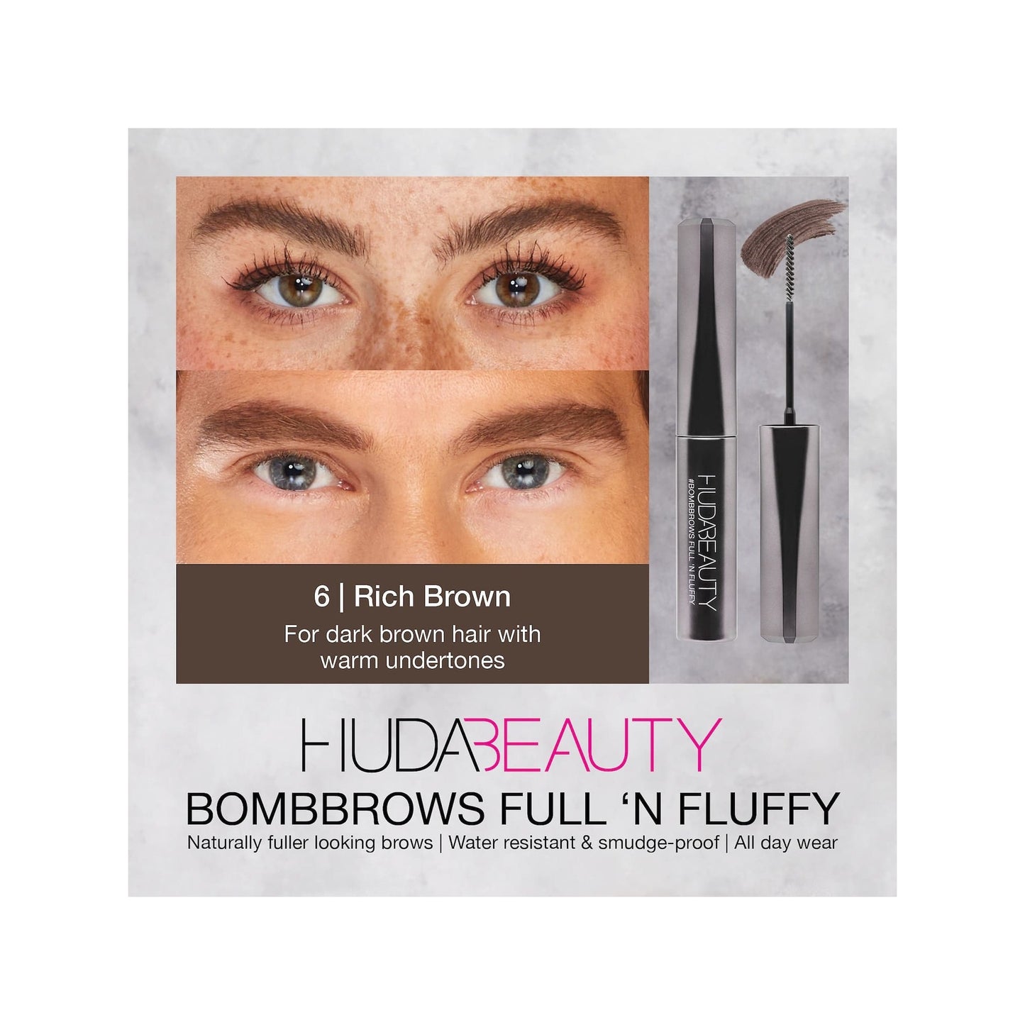 Huda Beauty #Bombbrows Full N’Fluffy Fiber Gel - Rich Brown