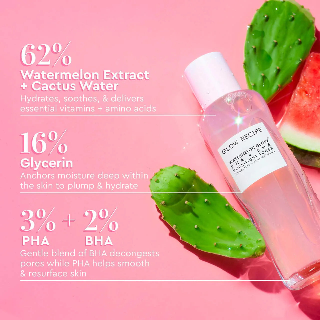 Glow Recipe
Lotion tonique resserrant les pores PHA + BHA Watermelon Glow 150ml tropchic