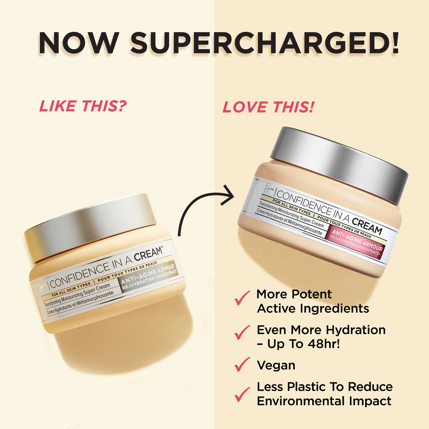 IT COSMETICS
CONFIDENCE IN A CREAM™ SUPERCHARGED
Crème hydratante anti-âge 60ml tropchic